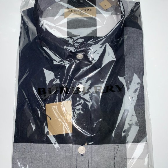 COPY - Burberry men's navy windsor long sleeve button down shirt nova check - Picture 4 of 4